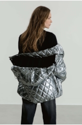 Jaqueta Puffer Ski Prata