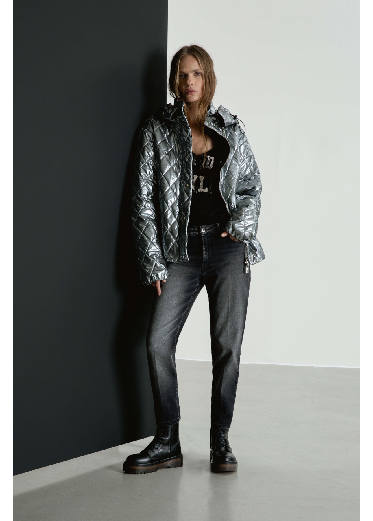 Jaqueta Puffer Ski Prata