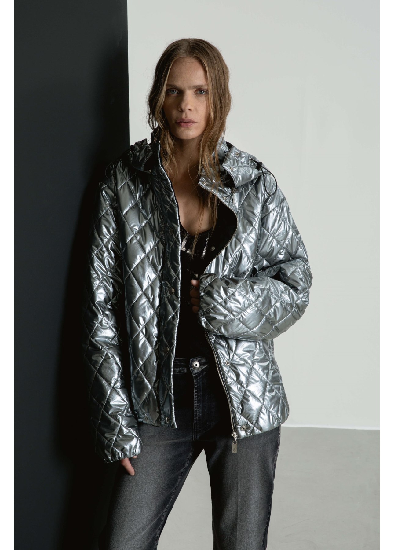 Jaqueta Puffer Ski Prata