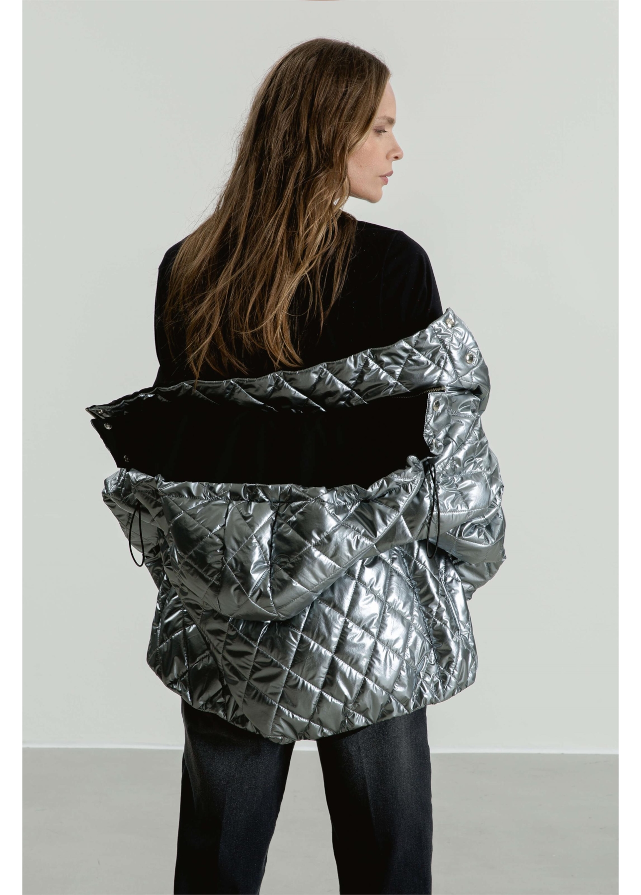 Jaqueta Puffer Ski Prata