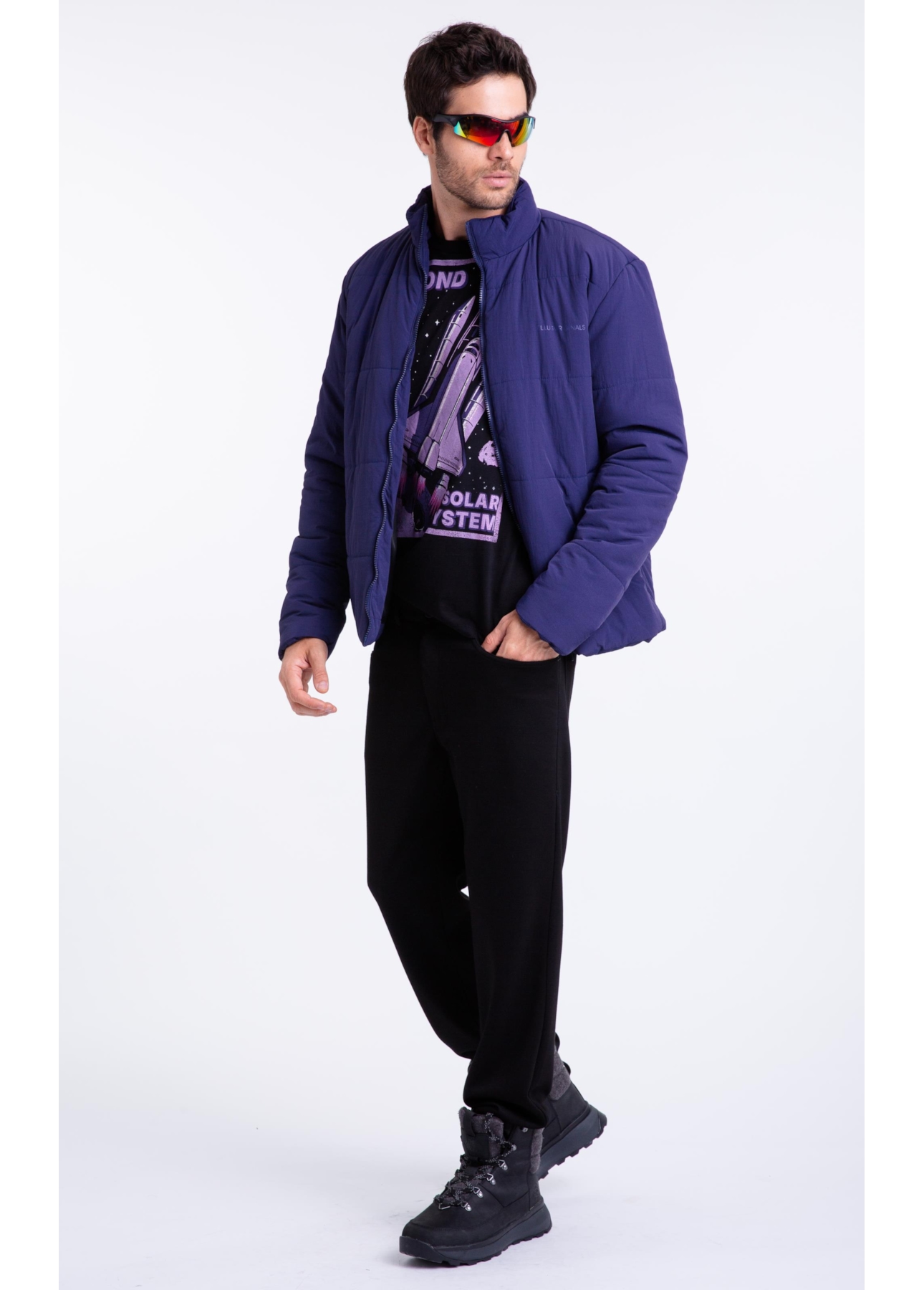 Jaqueta Puffer Wrinkle Ellus Purple Blue