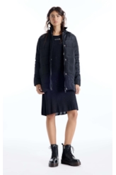 Jaqueta Ribbon Down Quilted Puffer Jacket Preto