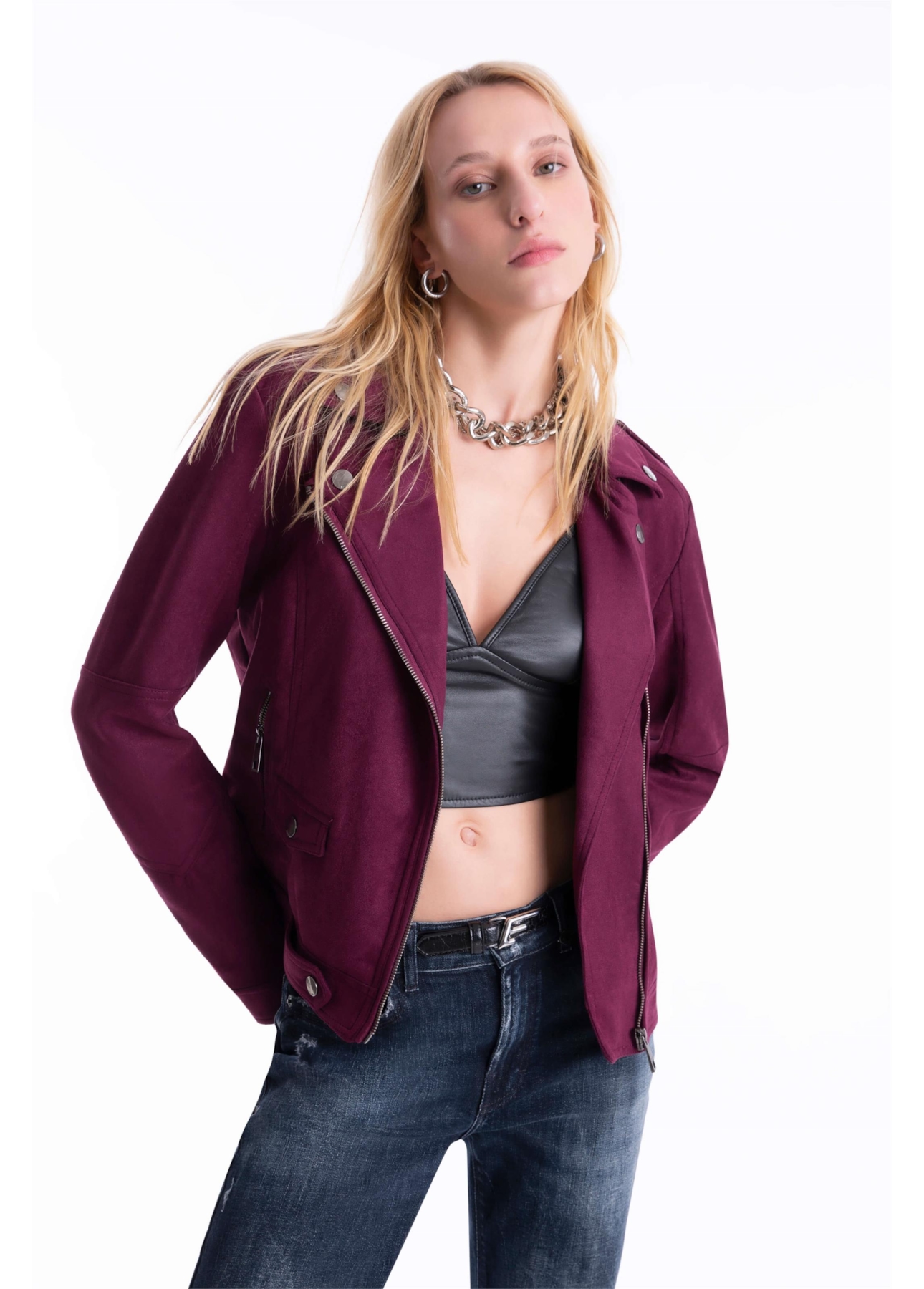 Jaqueta Suede Perfect Ellus Bordeaux