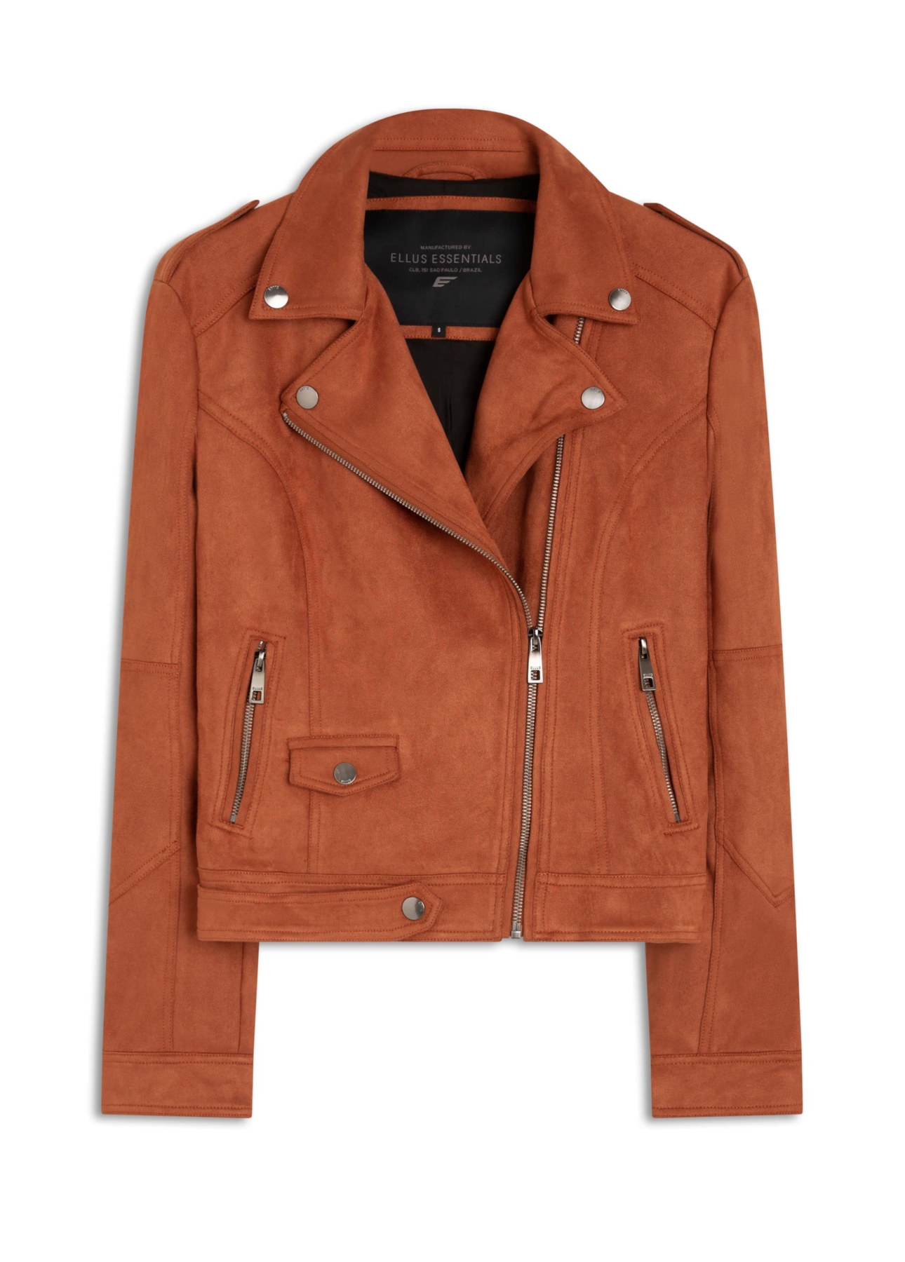 Suede Casaco De Tecido Feminino Jaqueta Suede Perfect Ellus Caramelo