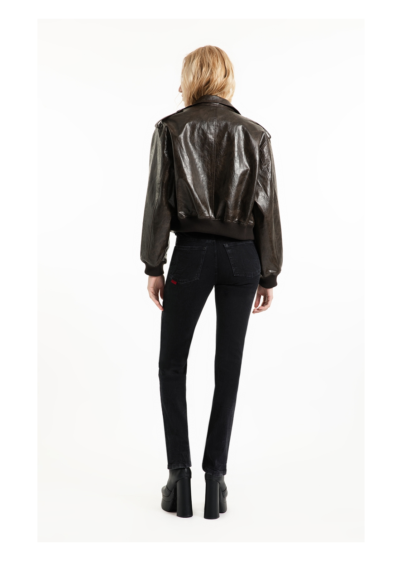 Jaqueta Vegan leather Aged Bomber Dark Brown