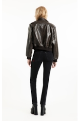 Jaqueta Vegan leather Aged Bomber Dark Brown