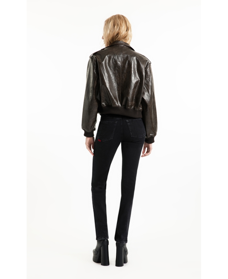 Jaqueta Vegan leather Aged Bomber Dark Brown
