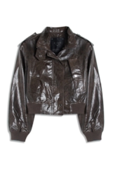 Jaqueta Vegan leather Aged Bomber Dark Brown