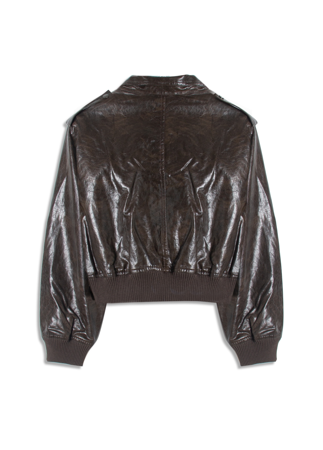 Jaqueta Vegan leather Aged Bomber Dark Brown