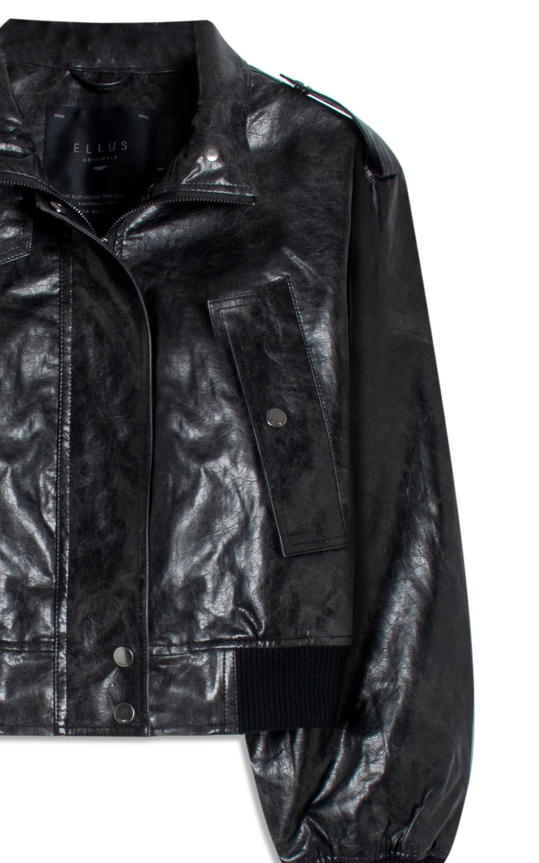 Jaqueta Vegan leather Aged Bomber Preto