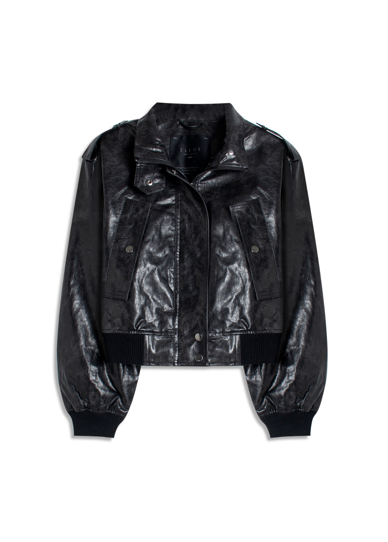 Jaqueta Vegan leather Aged Bomber Preto