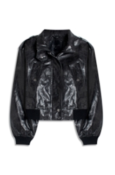 Jaqueta Vegan leather Aged Bomber Preto