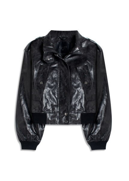 Jaqueta Vegan leather Aged Bomber Preto