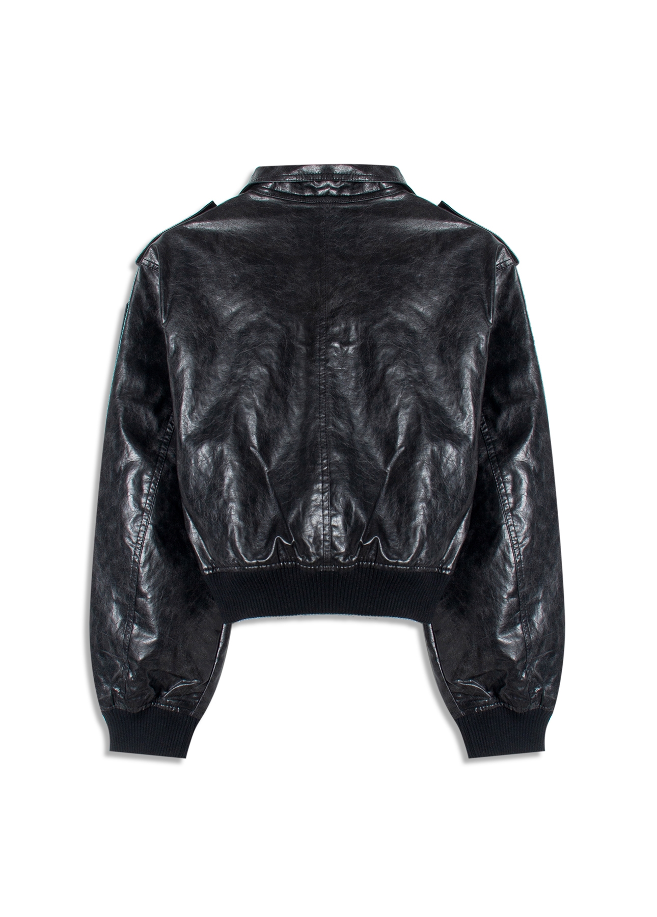 Jaqueta Vegan leather Aged Bomber Preto