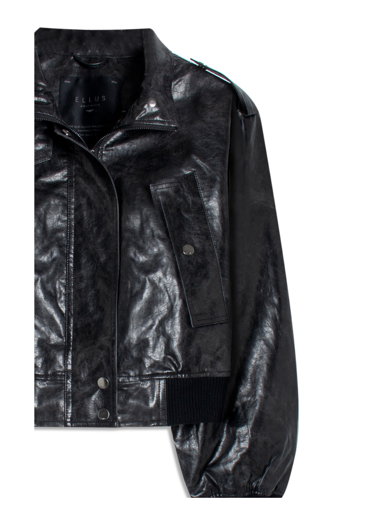 Jaqueta Vegan leather Aged Bomber Preto