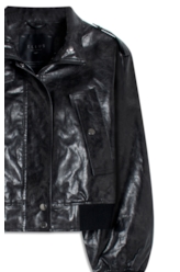 Jaqueta Vegan leather Aged Bomber Preto