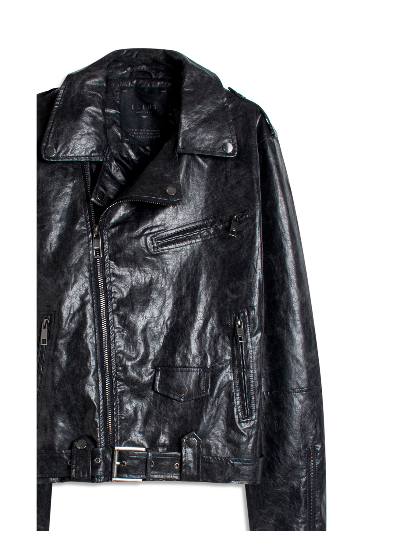 Jaqueta Vegan Leather Belt Preto