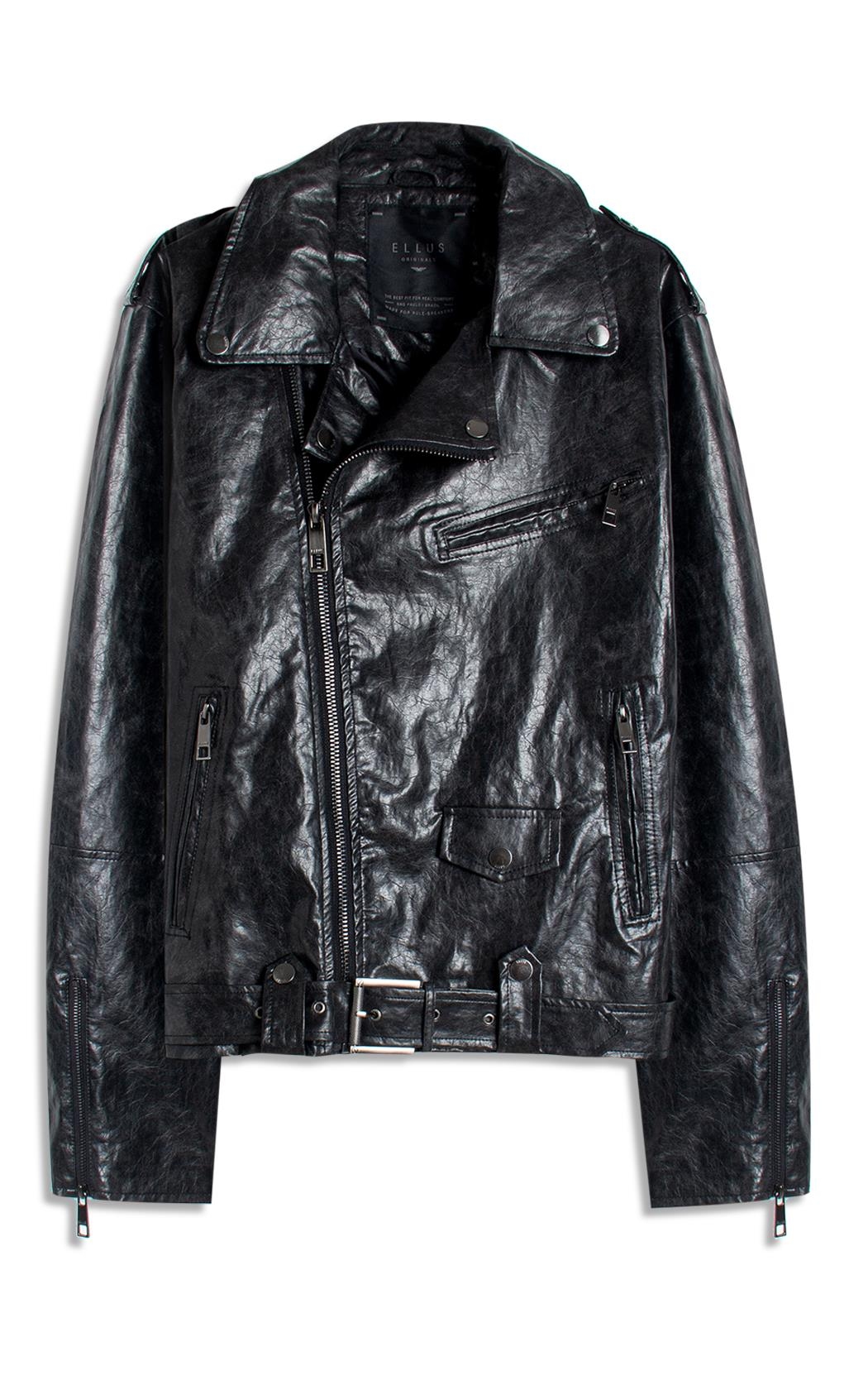 Jaqueta Vegan Leather Double Breasted Preto