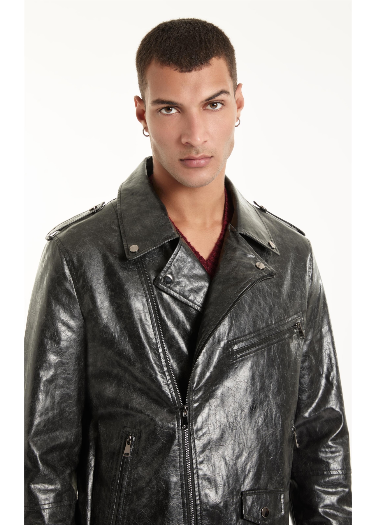 Jaqueta Vegan Leather Belt Preto