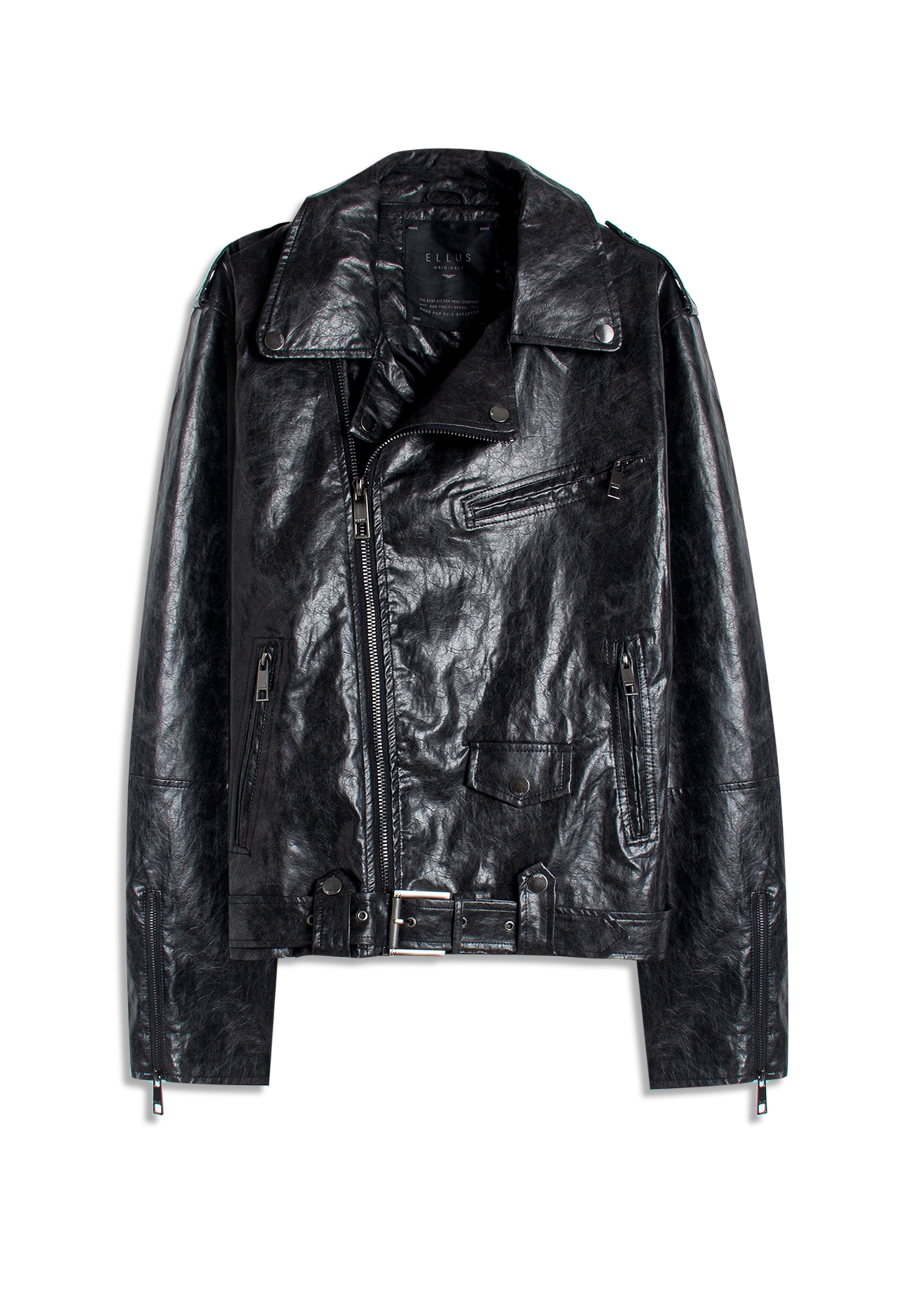 Jaqueta Vegan Leather Belt Preto