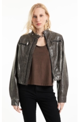 Jaqueta Vegan Leather  Biker Castor