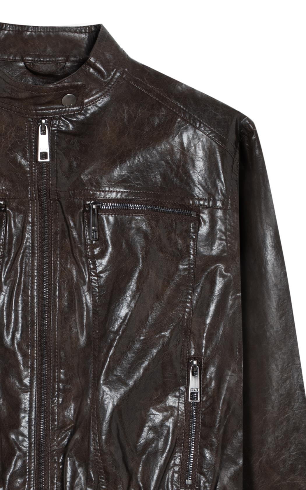 Jaqueta Vegan Leather Biker Dark Brown