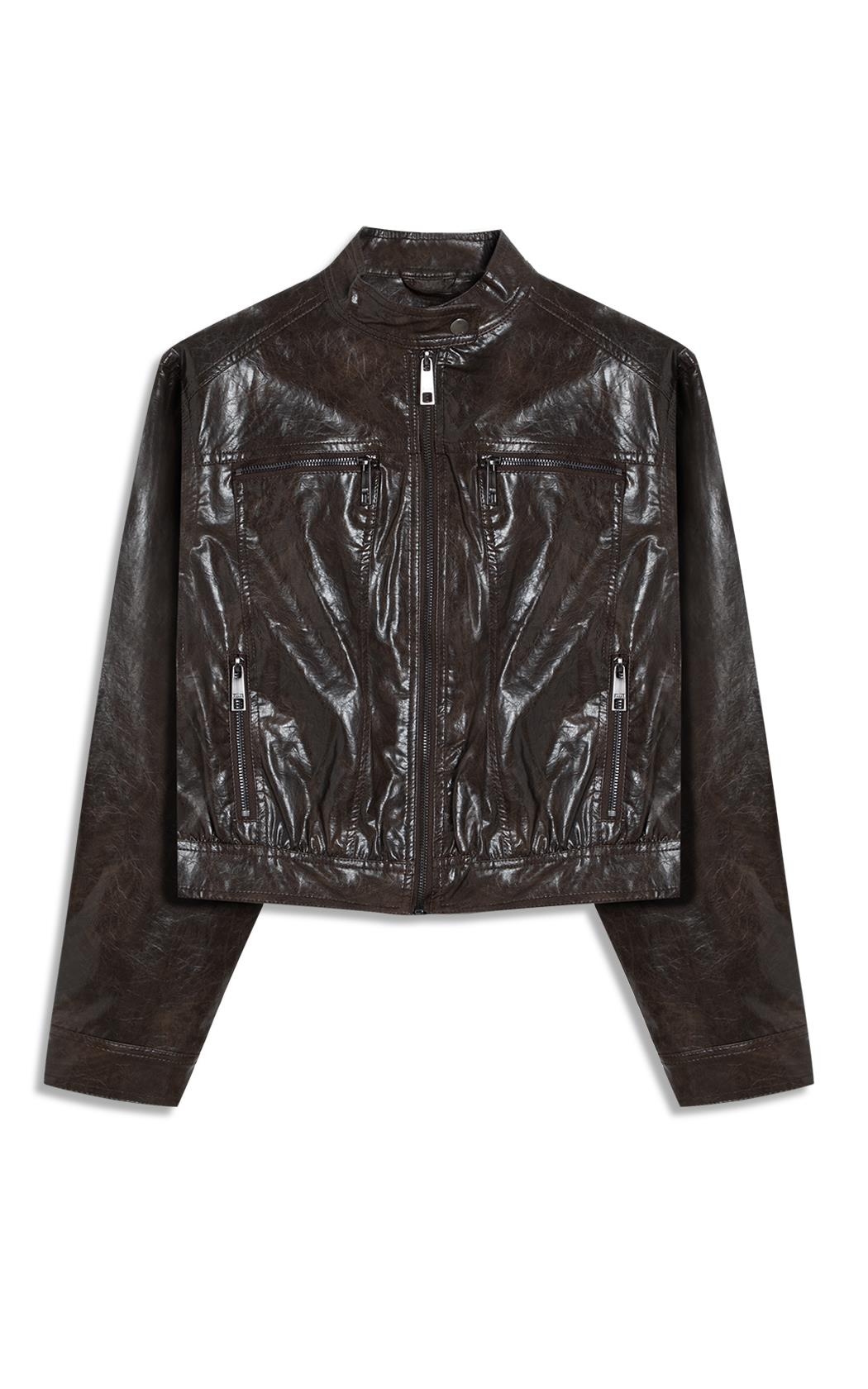 Jaqueta Vegan Leather Biker Dark Brown