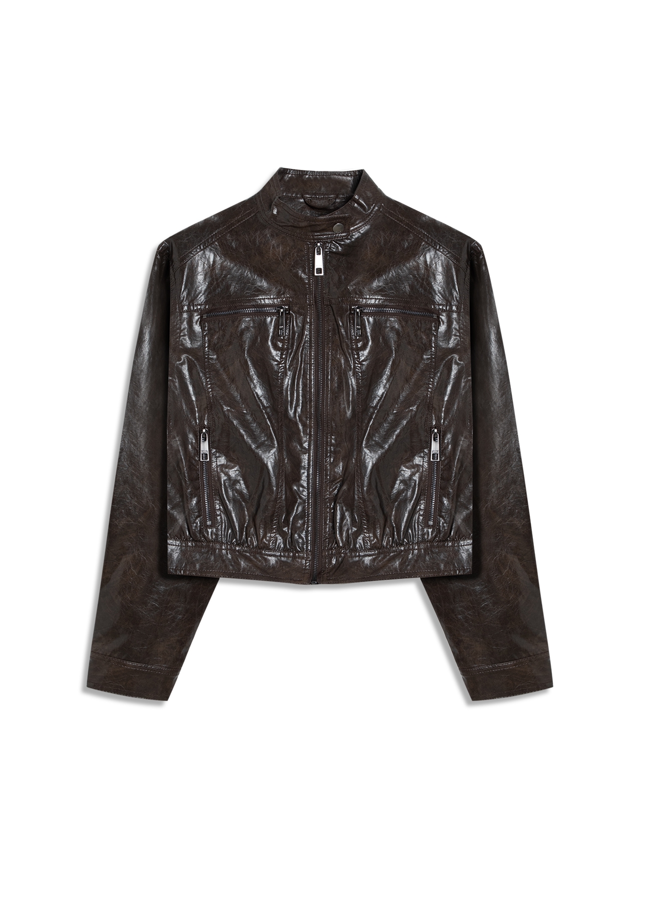 Jaqueta Vegan Leather  Biker Dark Brown