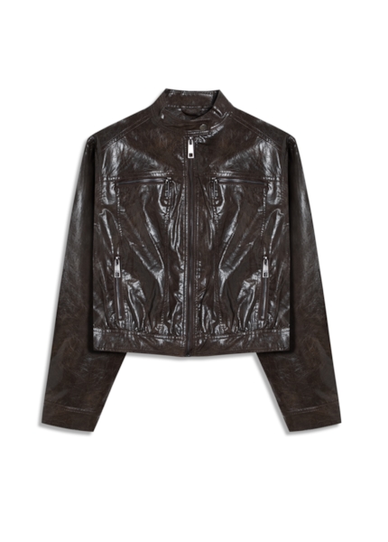 Jaqueta Vegan Leather  Biker Dark Brown