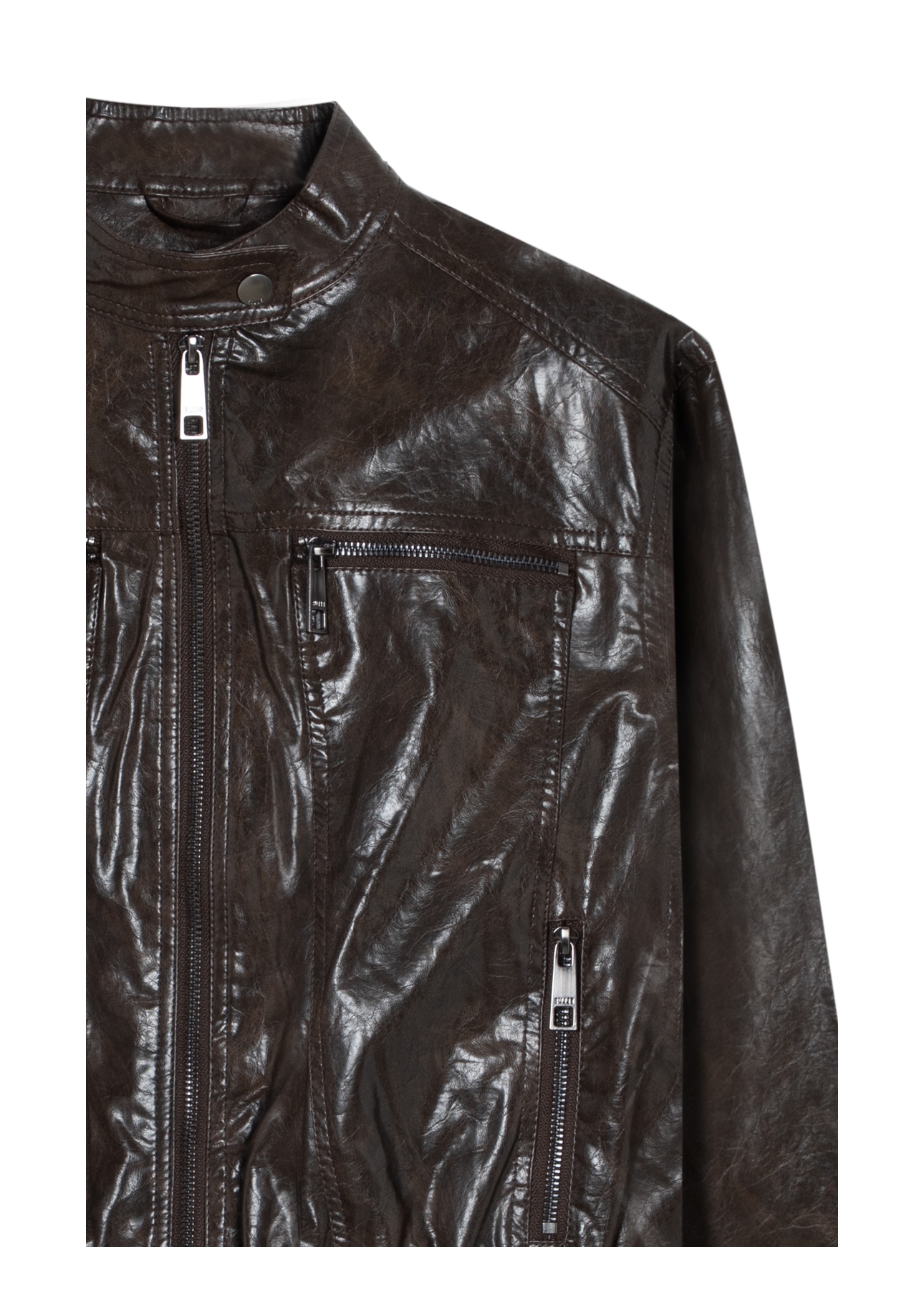 Jaqueta Vegan Leather  Biker Dark Brown