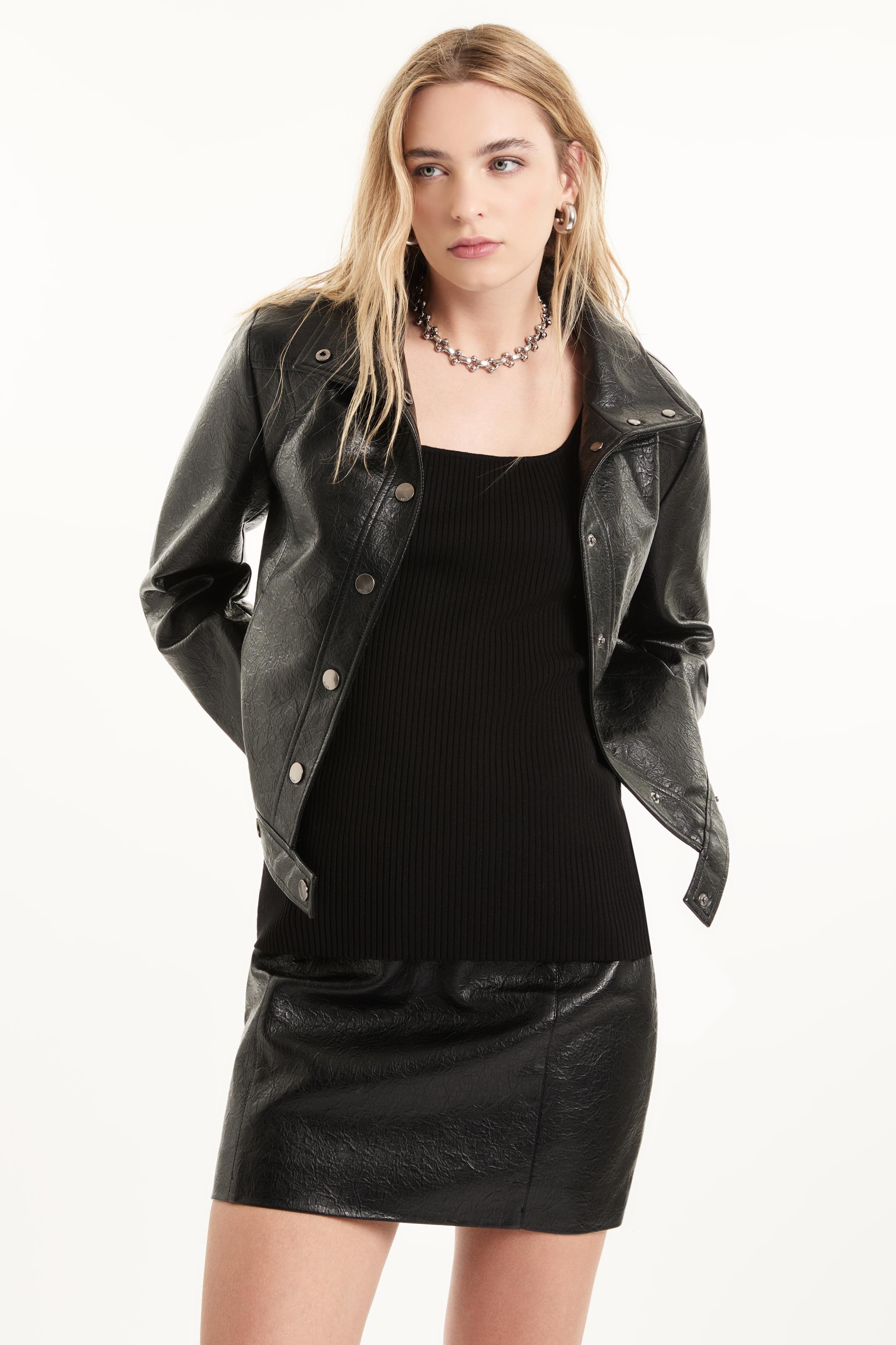 Jaqueta Vegan leather Biker Preto