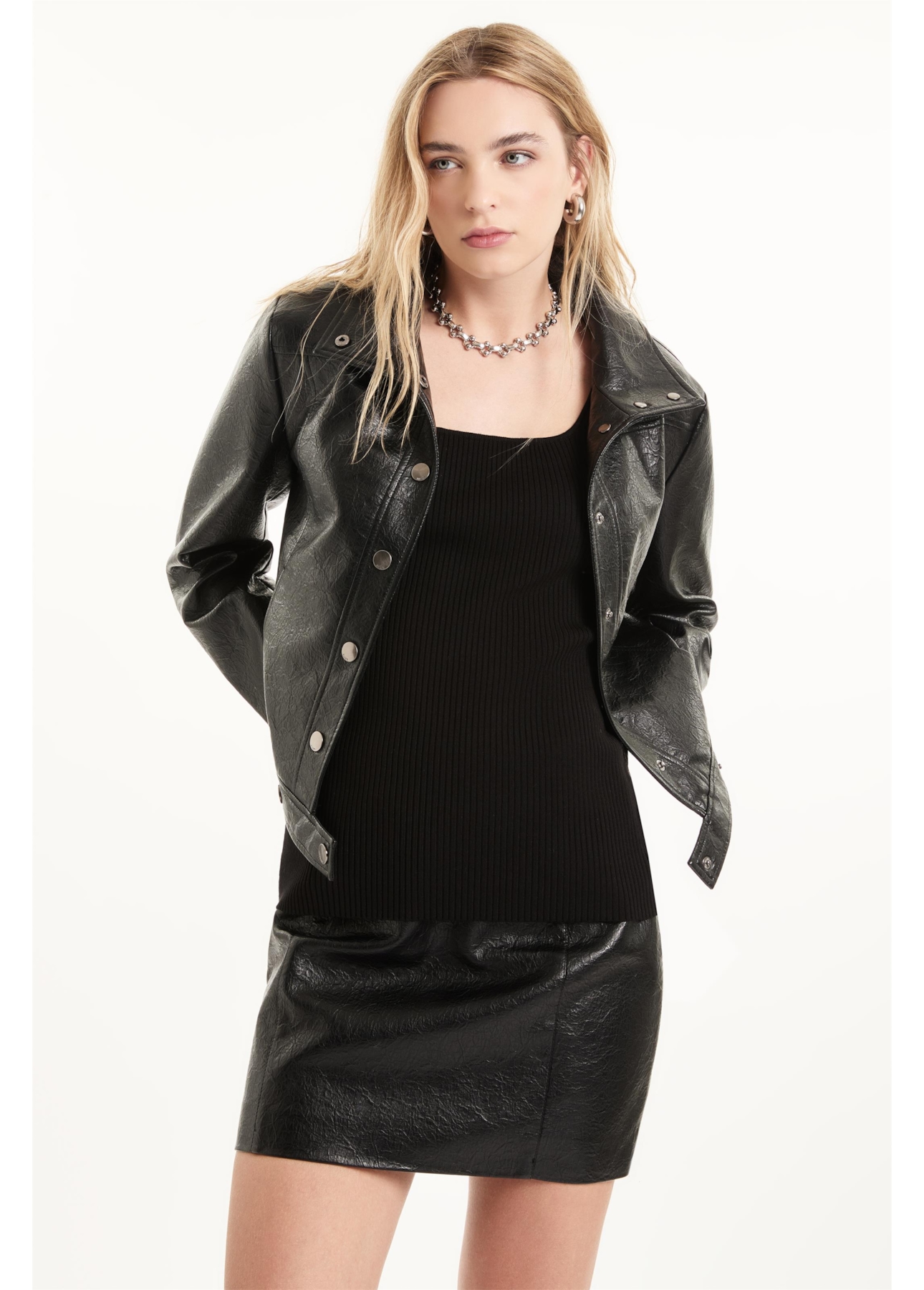 Jaqueta Vegan leather Biker Preto