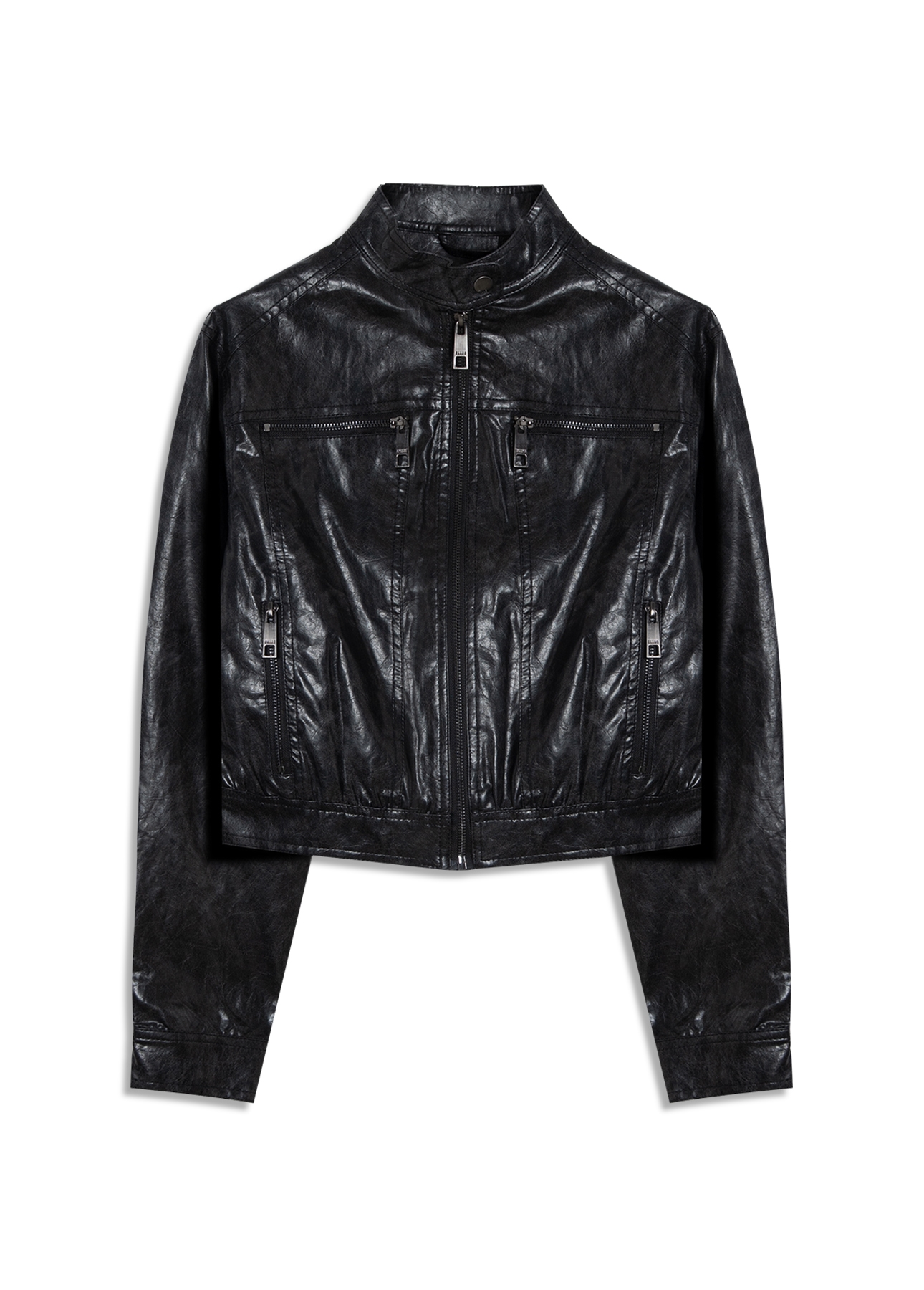 Jaqueta Vegan Leather  Biker Preto