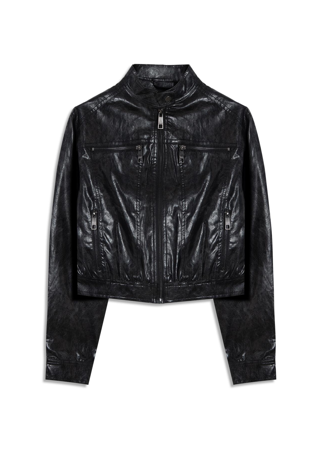 Jaqueta Vegan Leather  Biker Preto