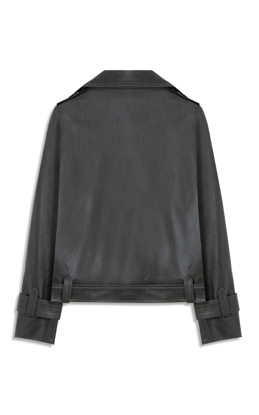 Jaqueta Vegan Leather Golf Bomber Fur Grafite