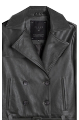 Jaqueta Vegan Leather Double Breasted Grafite