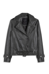 Jaqueta Vegan Leather Double Breasted Grafite