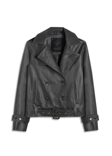 Jaqueta Vegan Leather Double Breasted Grafite