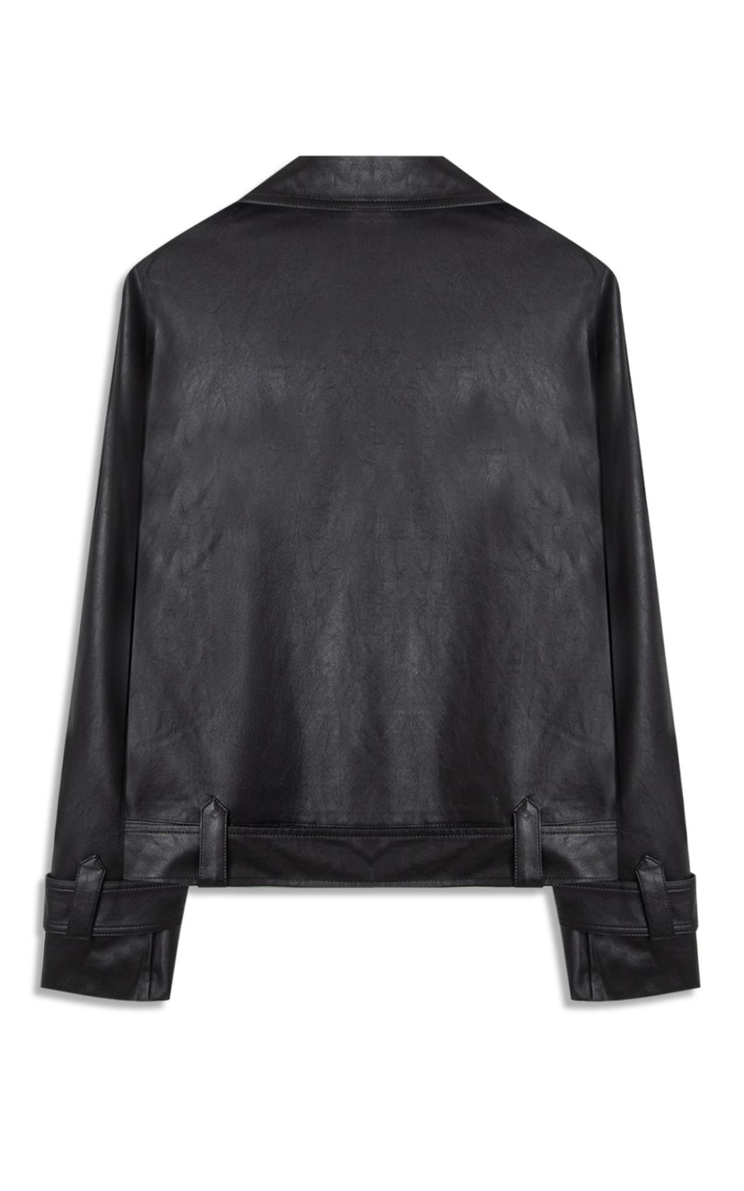 Jaqueta Vegan Leather Double Breasted Preto