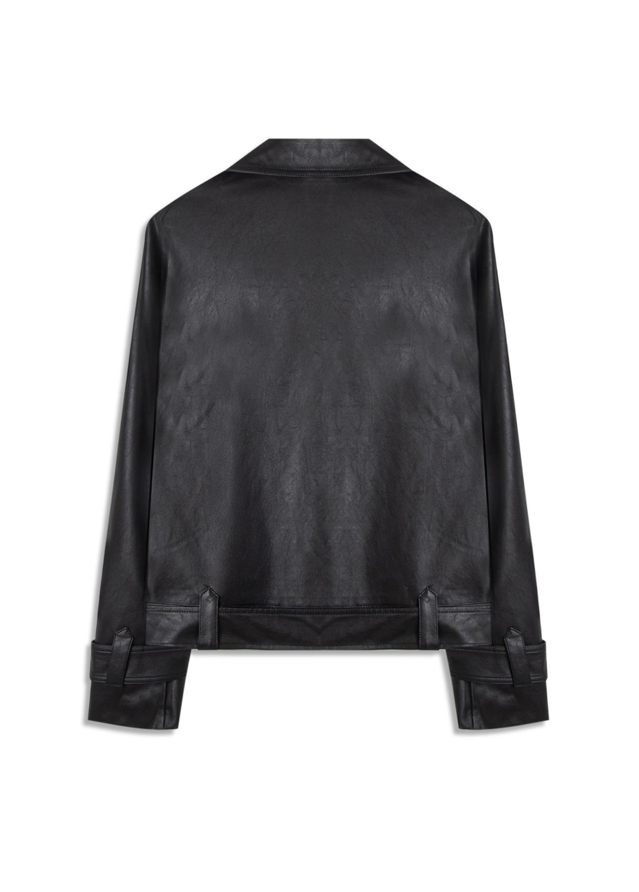 Jaqueta Vegan Leather Double Breasted Preto