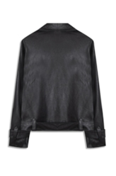 Jaqueta Vegan Leather Double Breasted Preto