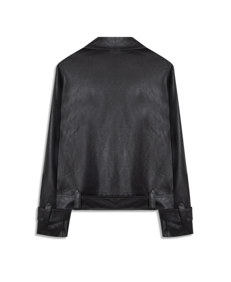 Jaqueta Vegan Leather Double Breasted Preto