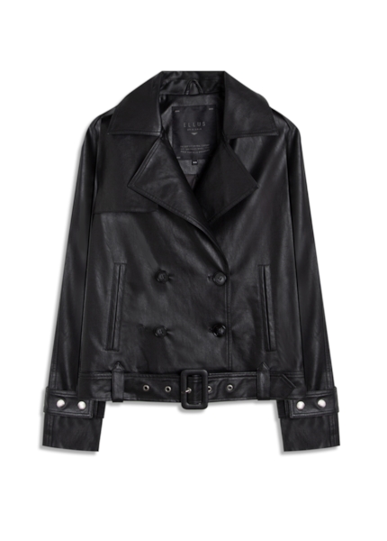 Jaqueta Vegan Leather Double Breasted Preto