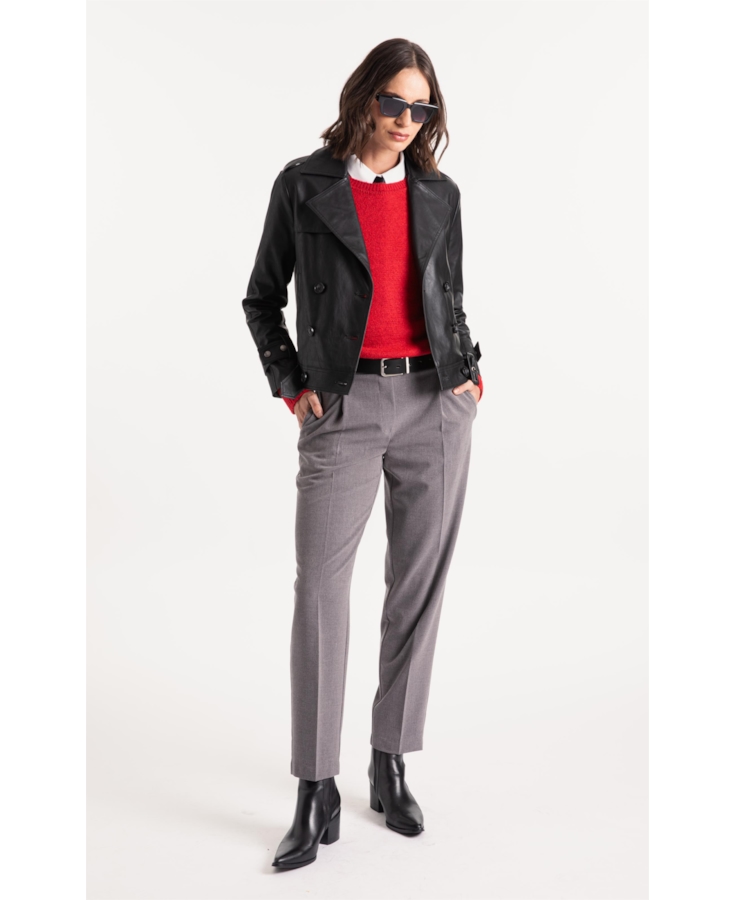 Jaqueta Vegan Leather Double Breasted Preto