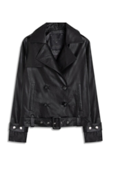 Jaqueta Vegan Leather Double Breasted Preto