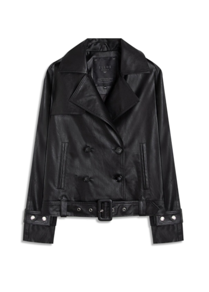 Jaqueta Vegan Leather Double Breasted Preto