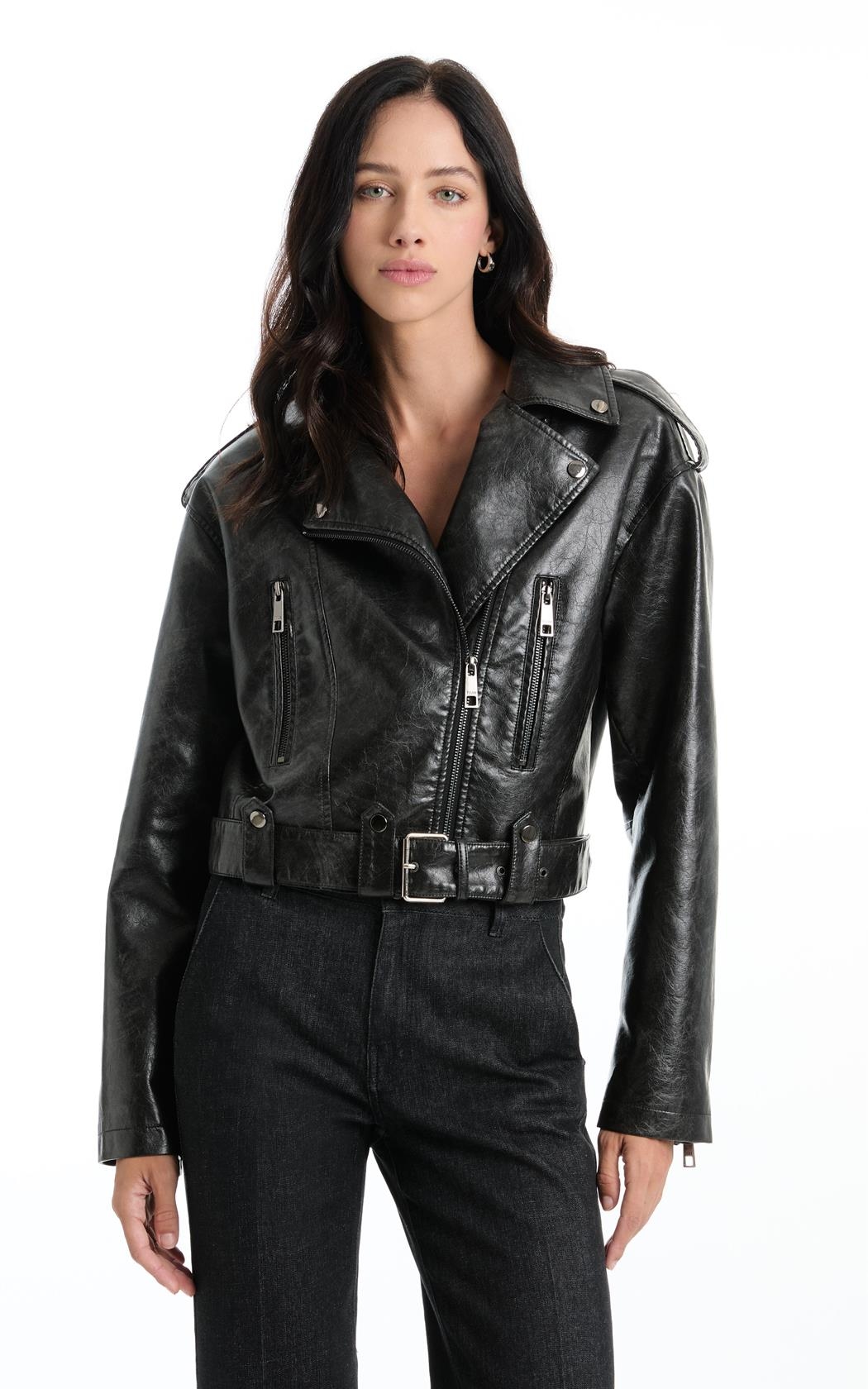 Jaqueta Vegan Leather Ellus + Anttonia Preto