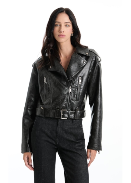 Jaqueta Vegan Leather Ellus + Anttonia Preto