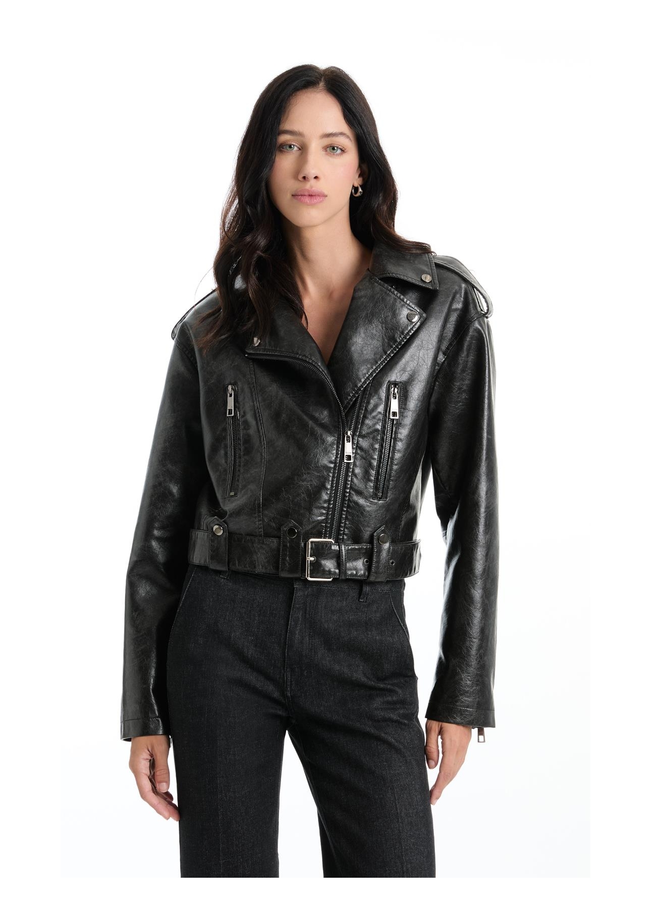 Jaqueta Vegan Leather Ellus + Anttonia Preto