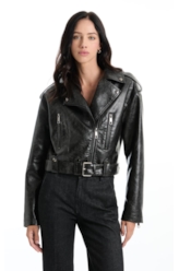 Jaqueta Vegan Leather Ellus + Anttonia Preto